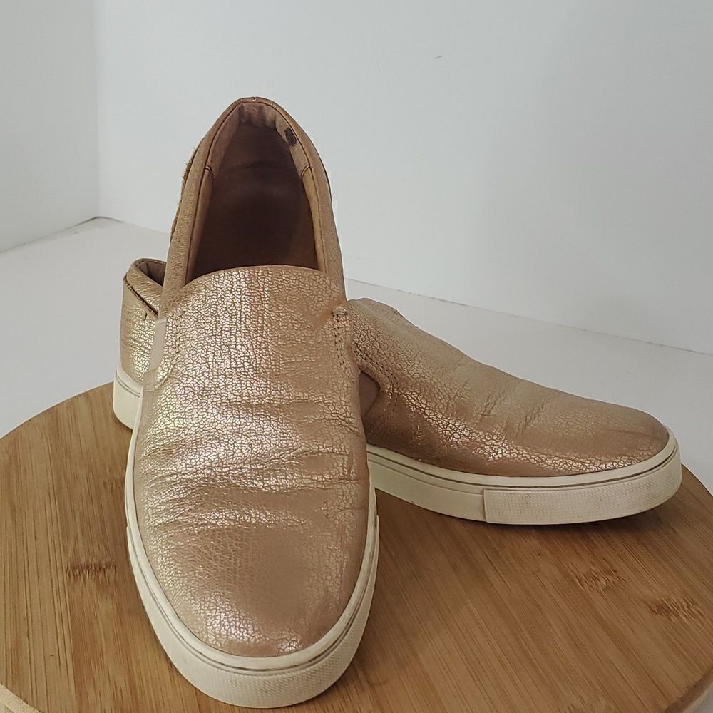 Frye Ivy Slip on Metallic Gold Leather Slip on Sneakers Women's Size 9M